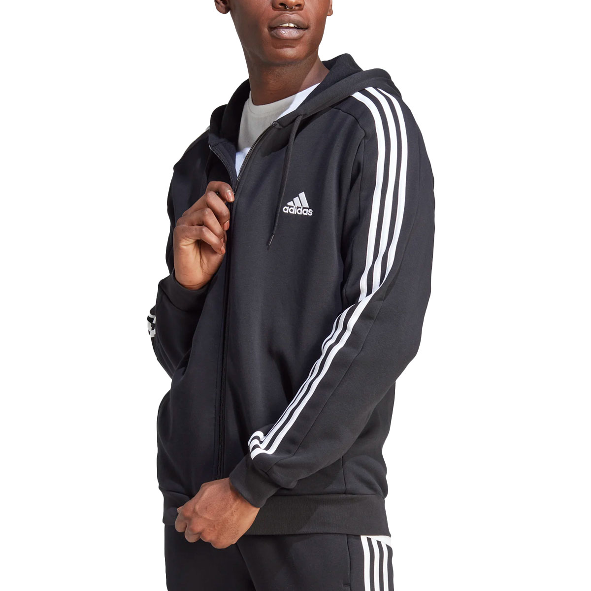 ADIDAS - 3 STRIPES FLEECE FULL ZIP HOODIE