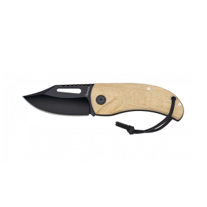 ALBAINOX - NATURAL WOOD BLACK/BLADE FOLDING KNIFE