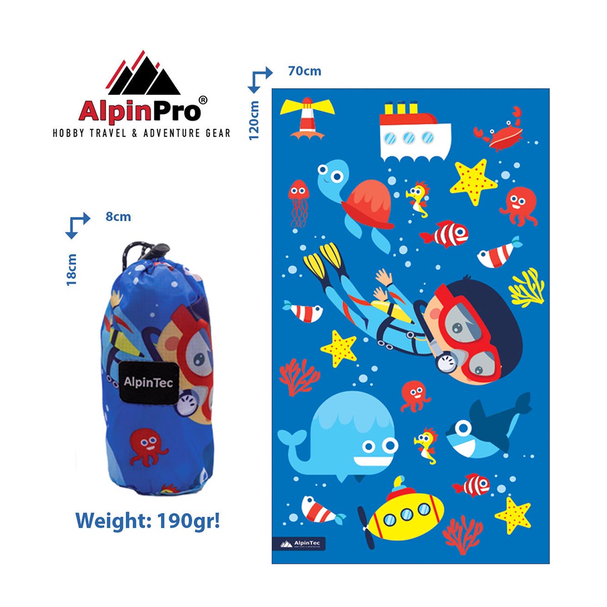 ALPINPRO - MICROFIBER DRYFAST KIDS 70 X 120 CM